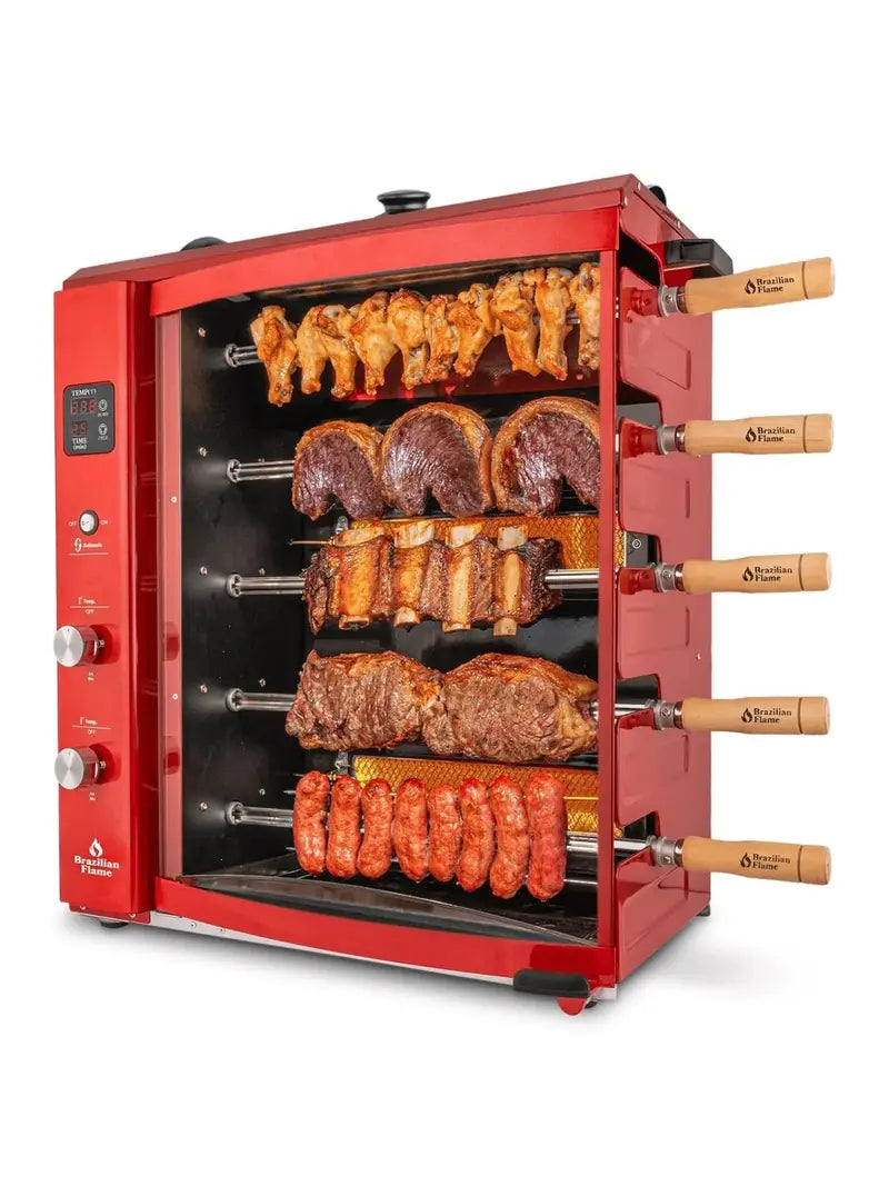 Brazilian Flame Churrasco® Propane Rotisserie Oven Grill  Auto-Rotating Skewers for Chicken, Shawarma & Authentic Churrasco BBQ