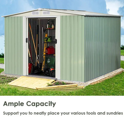 Galvanized Steel Storage Shed  8.5′ x 8.5′ Heavy-Duty Outdoor Tool House with Corrosion Resistance