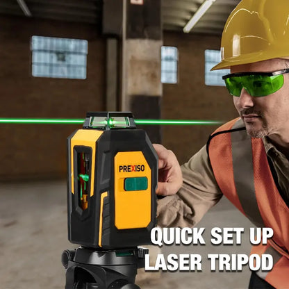 PREXISO 360° Self-Leveling Green Cross Line Laser with Tripod, 100Ft Range, Adjustable Modes