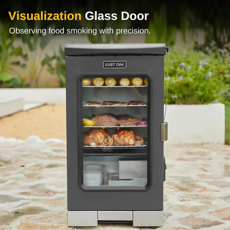 EAST OAK 30-Inch Digital Electric Smoker Featuring Tempered Glass Viewing Door