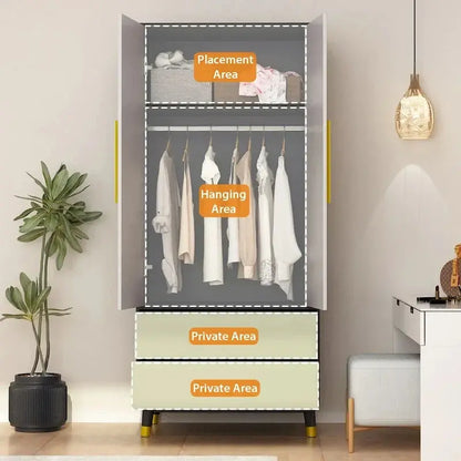 Wooden 2-Door Armoire  Classic Wardrobe Closet with Clothes Storage Functionality