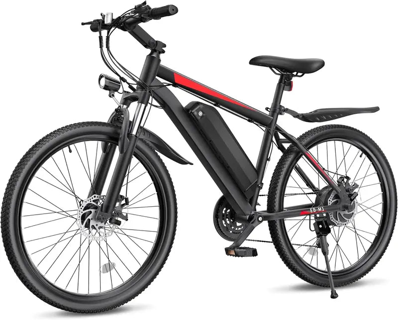 All-Terrain Electric Mountain Bike  1000W Peak Motor, 21.7 MPH, 50-Mile Range, 26-Inch Wheels