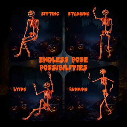 5.2-Foot Posable Halloween Skeleton  Glow-in-the-Dark Pumpkin-Head Yard Decoration
