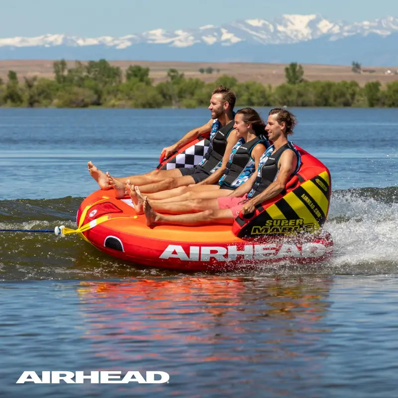 Airhead Super Mable Towable Tube for 1-3 Riders, Heavy-Duty Nylon, Dual Tow Points, Water Sports