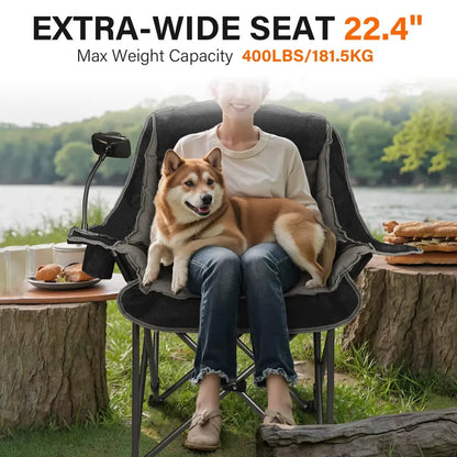 Premium Folding Camping Chair  400 lb Capacity, Cup & Phone Holders, Compact Design