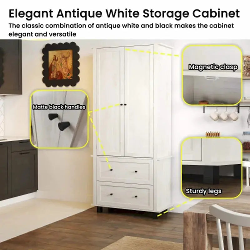 70-Inch Tall Kitchen Pantry Cabinet  Freestanding Storage Cabinet with Adjustable Shelving