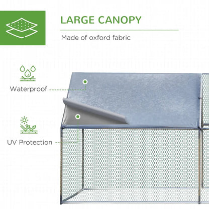 PawHut Galvanized Large Metal Chicken Coop Cage, 3 Room Walk-in Enclosure, Poultry Hen House with UV and Water Resistant Cover for Outdoor Backyard, 10′ x 19.7′ x 6.4′