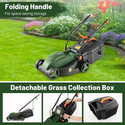 Corded Electric Lawn Mower, 12-Amp 14-Inch Dual-Mode Cutting System