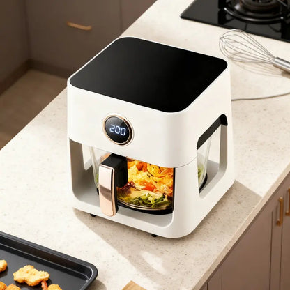 5L White Touchscreen Air Fryer  Compact Smart Cooking Solution
