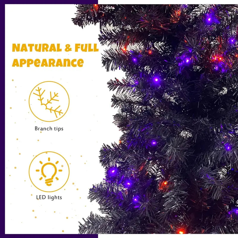 7-Foot Matte Black Artificial Christmas Tree  Versatile Holiday & Gothic Decor