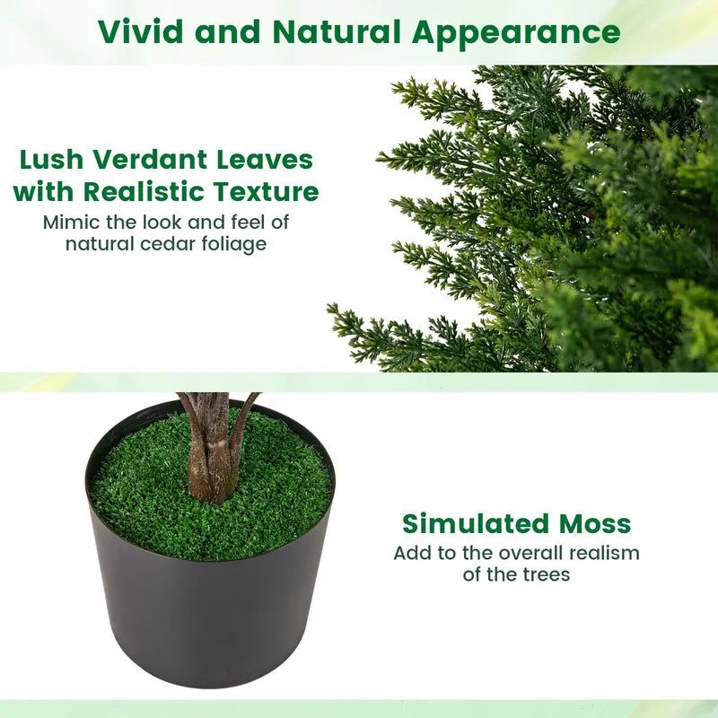 Set of Two 4-Foot Artificial Cedar Topiaries ¡ª Weather-Resistant Outdoor Potted Shrubs