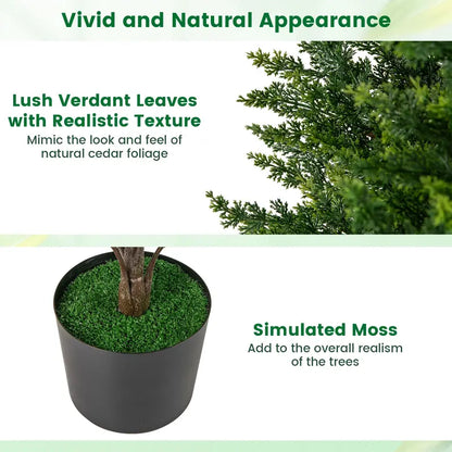 Set of Two 4-Foot Artificial Cedar Topiaries ¡ª Weather-Resistant Outdoor Potted Shrubs