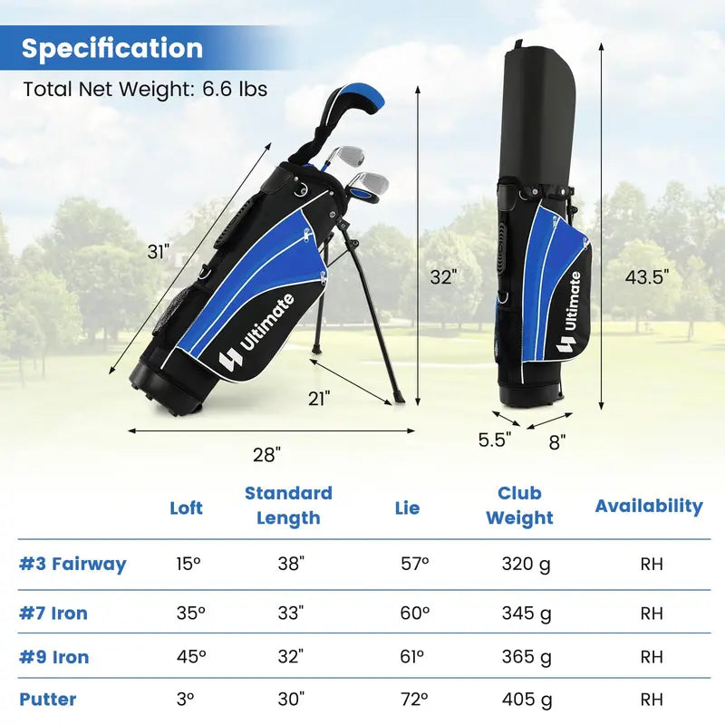 Junior Golf Set for Ages 1113 — Right-Handed Complete Clubs with Stand Bag