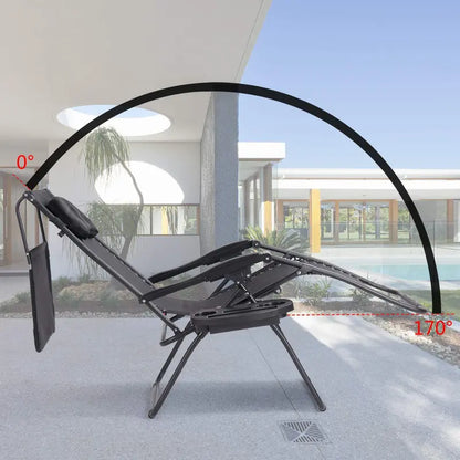 Wide Zero-Gravity Reclining Lounge Chair with Canopy Shade for Outdoor Relaxation