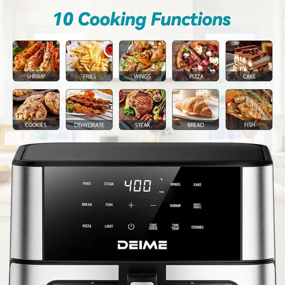 DEIME 10.2QT High-Capacity Oil-Free Air Fryer Oven  1700W Large Convection Cooking System