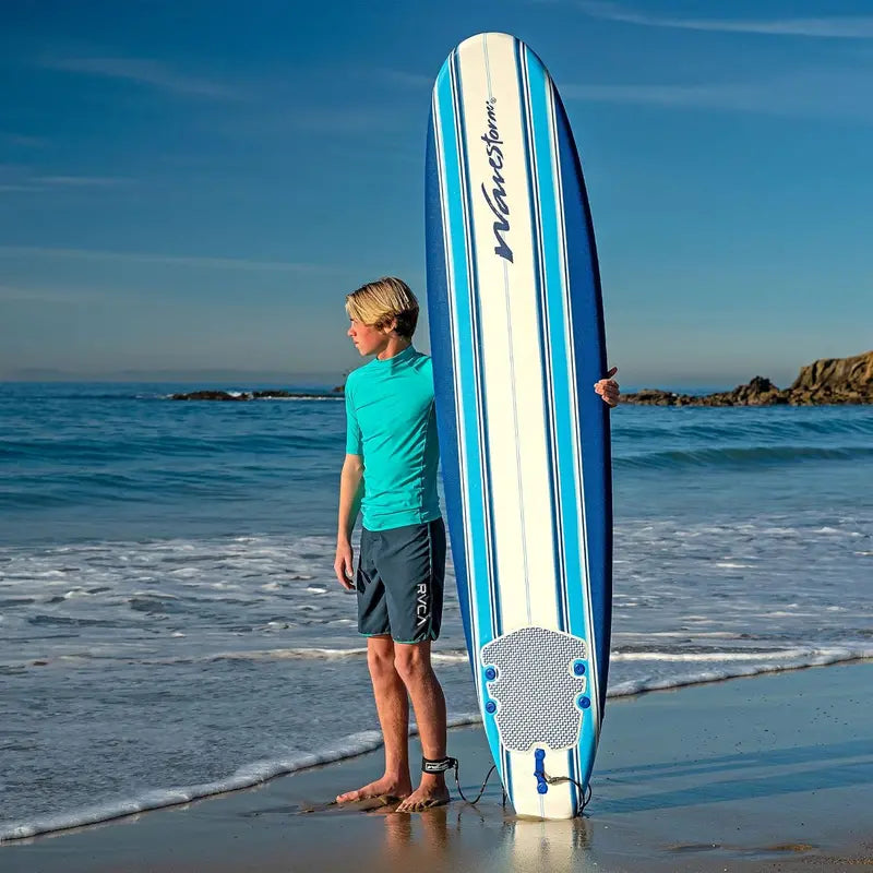 Wavestorm 8 ft Soft Top Surfboard  Foam-Free Classic Longboard, Beginner-Friendly for All Ages
