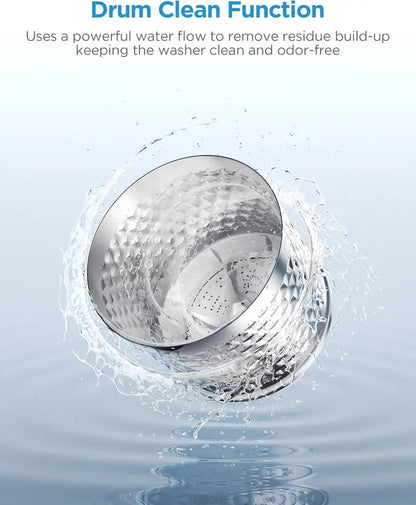 Portable Washing Machine  6 Wash Cycles, Stainless Steel Drum, Transparent Lid, LED Display & Drum Clean Function (White)