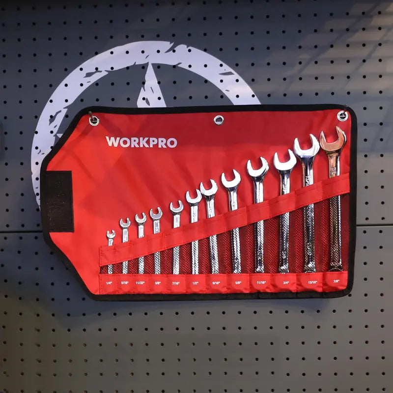 WORKPRO 12-Piece Premium Chrome Vanadium Combination Wrench Set