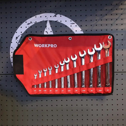 WORKPRO 12-Piece Premium Chrome Vanadium Combination Wrench Set