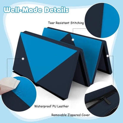 8-Foot Folding Tumbling Mat  4-Inch Thickness, Hook-and-Loop & Carry Handles