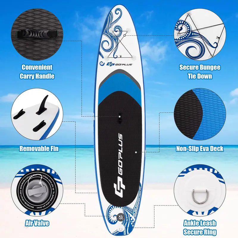10.5- or 11-Foot Inflatable SUP  6.5-Inch Thick Stand-Up Paddle Board with Carry Bag