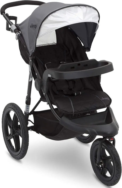 Classic All-Terrain Jogging Stroller  Smooth-Ride Three-Wheel Pushchair in Sleek Grey Finish