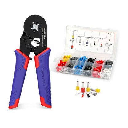 WORKPRO Self-Adjusting Ratchet Ferrule Crimper (AWG 287) with Ergonomic Grip