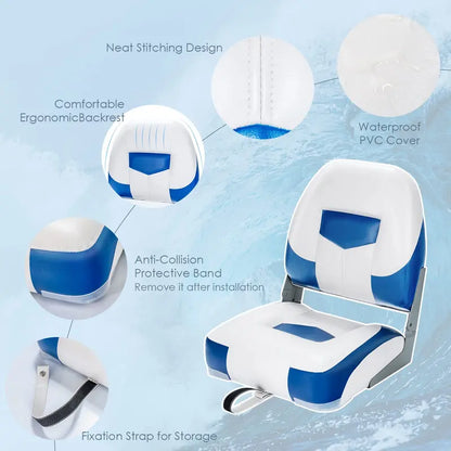 Low-Back Folding Boat Seats  2-Pack Marine-Grade Seat Set for Small Watercraft