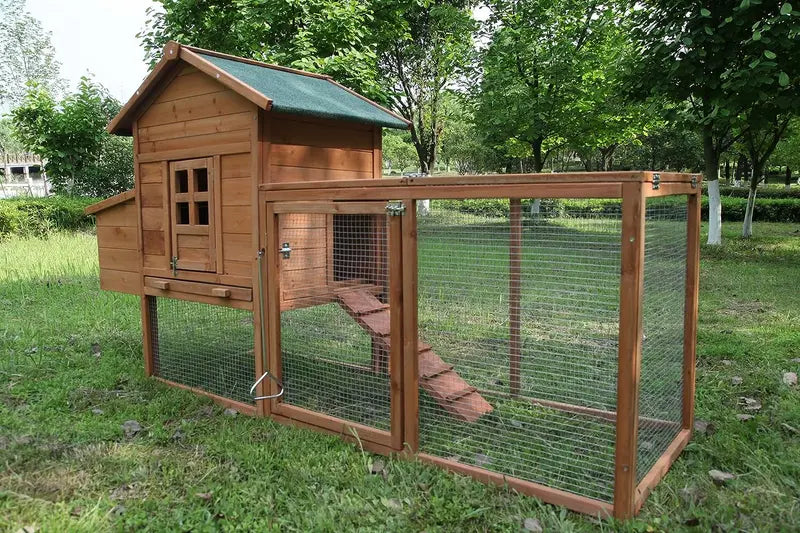 ECOLINEAR Outdoor 80  Wooden Chicken Coop Nest Box Hen House Poultry Pet Hutch Garden Backyard Cage