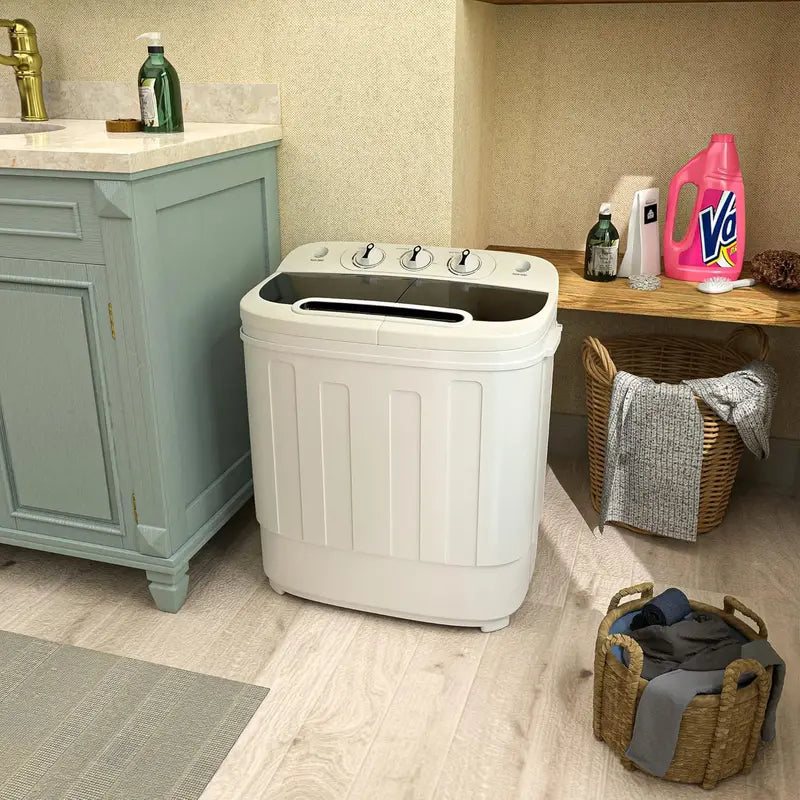 Compact Portable Twin-Tub Washer & Spin Dryer  13-lb Capacity, Lightweight Mini Washing Machine Ideal for Dorms, Apartments, RVs, and Small Households
