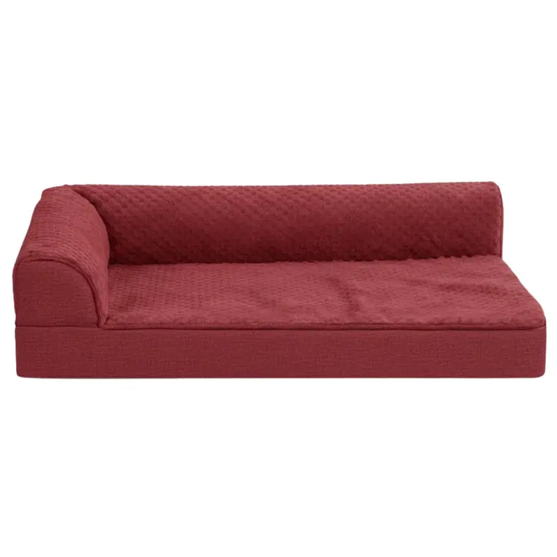 L-Shaped Memory Foam Pet Bed with Contoured Bolster and Easy-Care Removable Cover