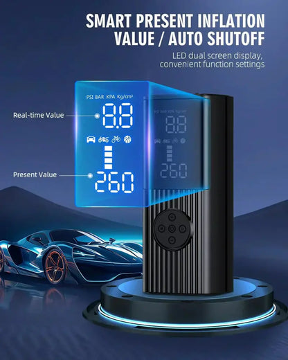 180 PSI Cordless Tire Inflator with LED Work Light and Auto-Shutoff Precision Gauge
