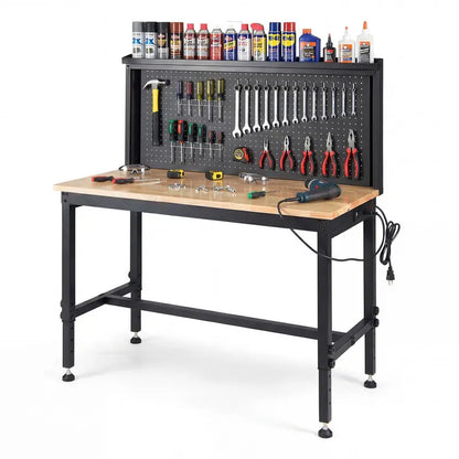48-Inch Heavy-Duty Workbench  Built-in AC/USB Outlets & Modular Pegboard System