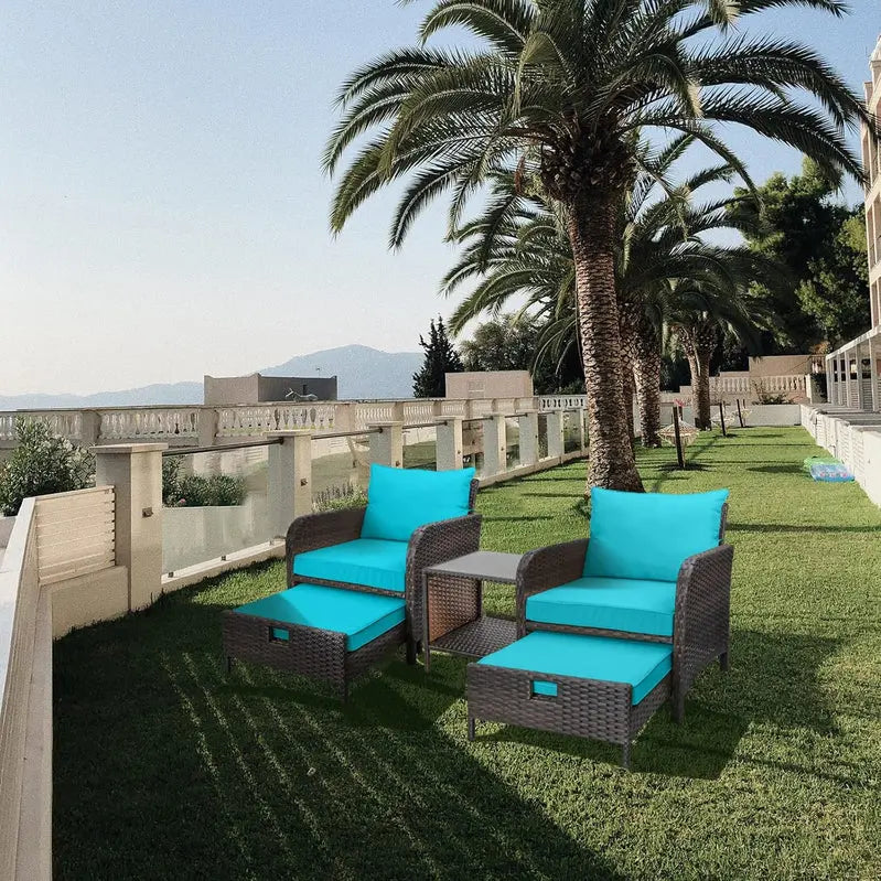 Leveleve 5-Piece Balcony Conversation Set  Compact Patio Furniture with Weather-Resistant Design