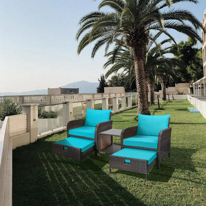 Leveleve 5-Piece Balcony Conversation Set  Compact Patio Furniture with Weather-Resistant Design