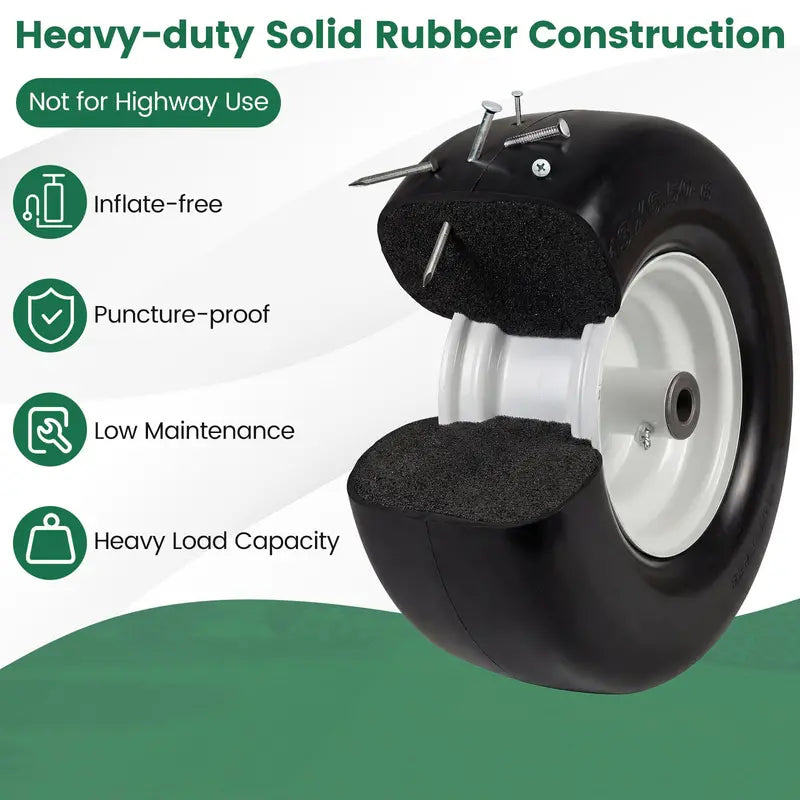 2-Pack 13 x 6.50-6 Flat-Free Tires & Wheels  Maintenance-Free Solid Rubber Design