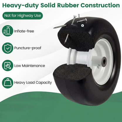 2-Pack 13 x 6.50-6 Flat-Free Tires & Wheels  Maintenance-Free Solid Rubber Design