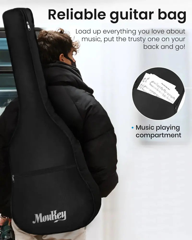 Moukey 41-Inch Acoustic Guitar Starter Pack  Beginner-Friendly for Teens & Adults