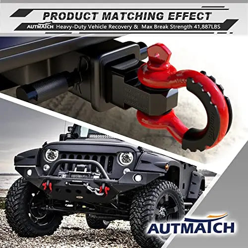 AUTMATCH Heavy-Duty D-Ring Shackle Set  3/4″ Steel Shackles, 41,887 lb Break Strength, Screw-Pin Design (2-Pack)