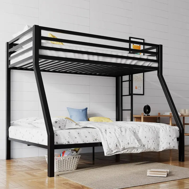 SHA CERLIN Heavy-Duty Twin-over-Full Loft Bed with Safety Guardrail and Sturdy Ladder