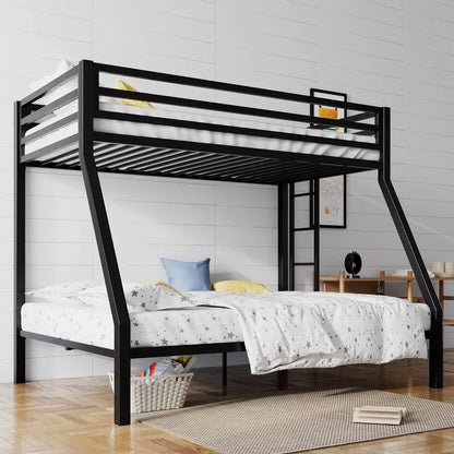 SHA CERLIN Heavy-Duty Twin-over-Full Loft Bed with Safety Guardrail and Sturdy Ladder