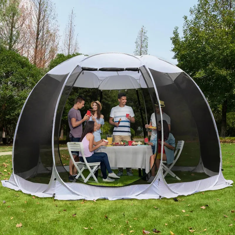 Igloo-Style Screen Gazebo  Mosquito-Proof Canopy Tent for 615 People, Ventilated & Spacious