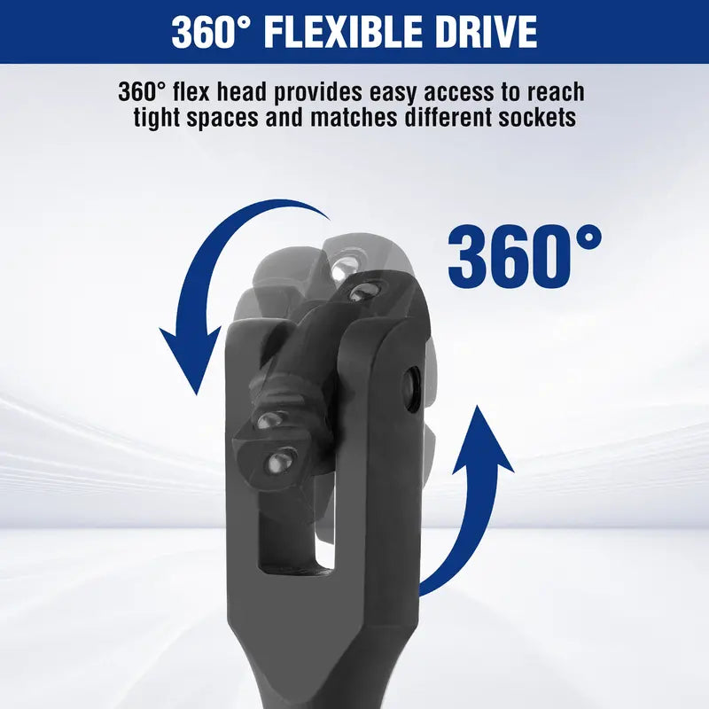 WORKPRO 16-Inch Dual-Drive Breaker Bar — 360° Rotatable Head for 3/8″ and 1/2″ Drives