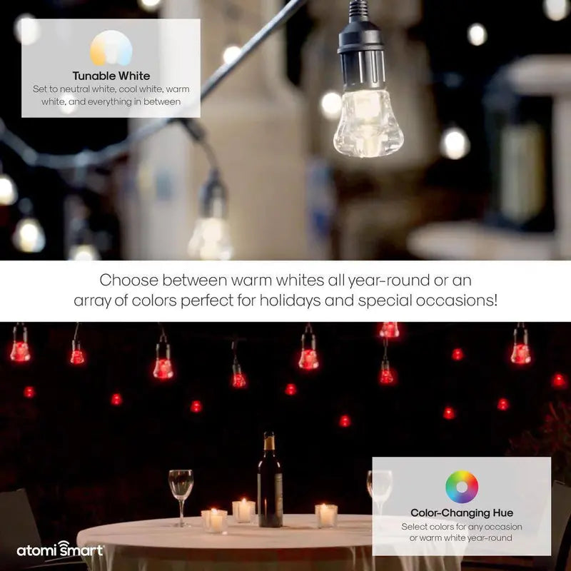 Atomi Smart WiFi LED String Lights  24 ft Waterproof Color-Changing Lights, Alexa & Google Assistant Compatible, App-Controlled