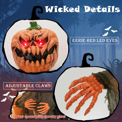 6 ft Hanging Ghost Pumpkin Man  Animated Halloween Decor with Red LED Eyes & Articulating Limbs