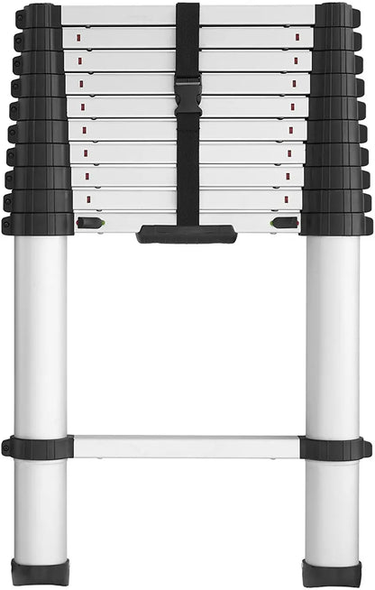 SmartClose Telescoping Aluminum Ladder  12.5 ft Extendable, 16 ft Max Reach, 300-lb Capacity
