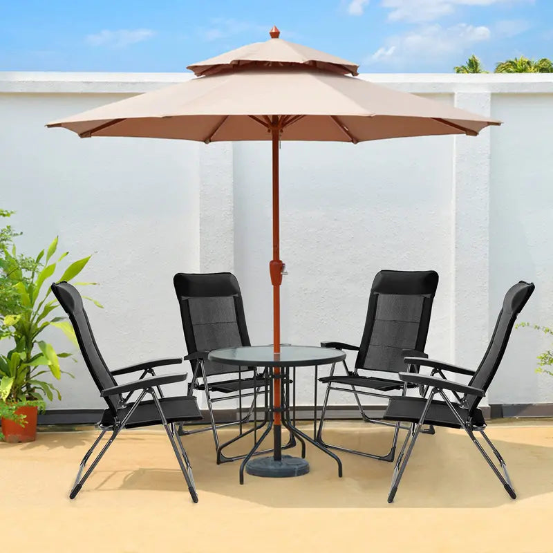 Lightweight Folding Sling Patio Chair with Integrated Headrest Support