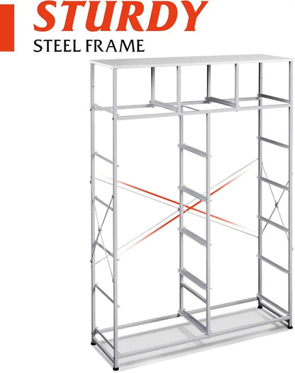 WLIVE 13-Bin Steel Storage Tower  Charcoal Black Tall Organizer with Fabric Bins for Hallway or Home Office