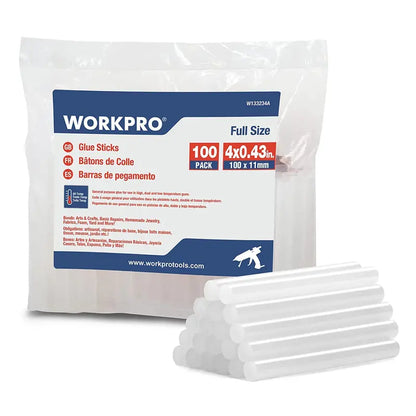 WORKPRO 100-Pack Standard 18-Gauge Hot Glue Sticks  Universal Compatibility
