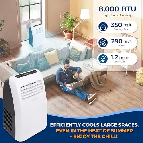 SereneLife 3-in-1 Portable AC Unit  Air Conditioner, Dehumidifier, and Fan for Medium Rooms